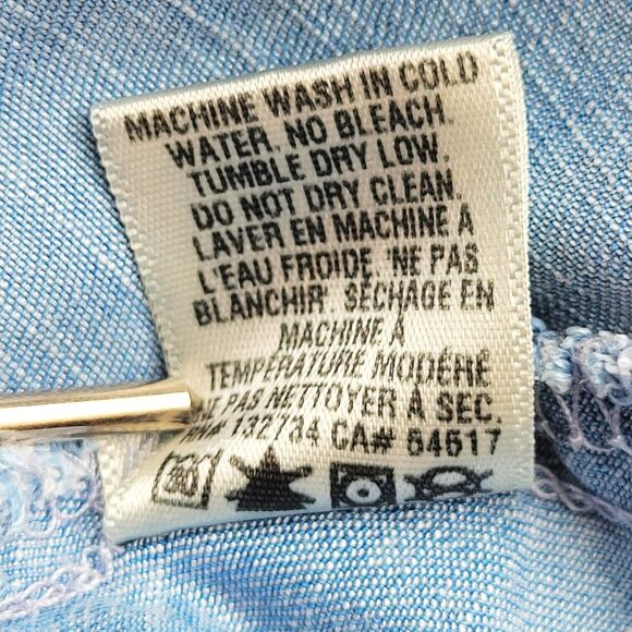 BELLA DAHL Blue Chambray Dress Size L Side-Stripe Racerback Flounce V-Neck - Picture 13 of 15